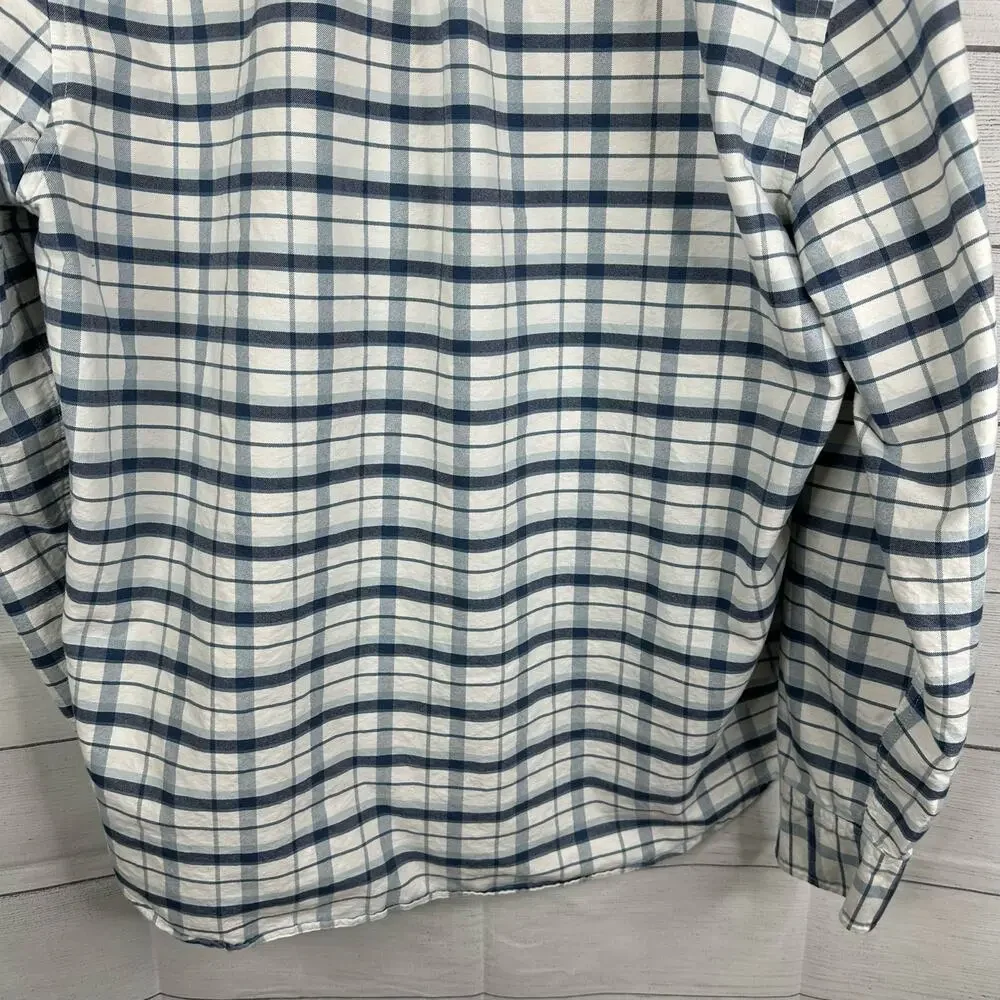 J Crew Mens size XL Plaid Classic Flex Oxford Shirt Long Sleeve Button Down Blue